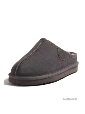 Women's Genuine Shearling Clog Slippers, Indoor Outdoor Suede Clogs, EVA Sole